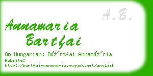 annamaria bartfai business card